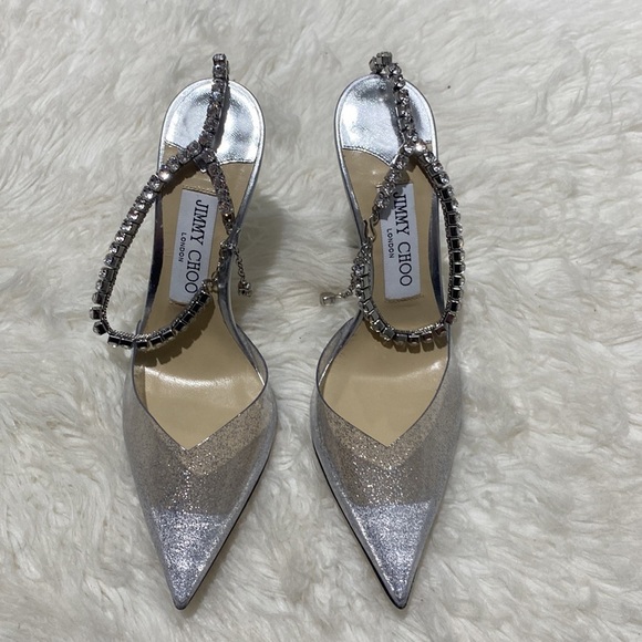 Jimmy Choo Saeda 100 glitter plexi &‎ leather pump size 36.5EU - Picture 4 of 13